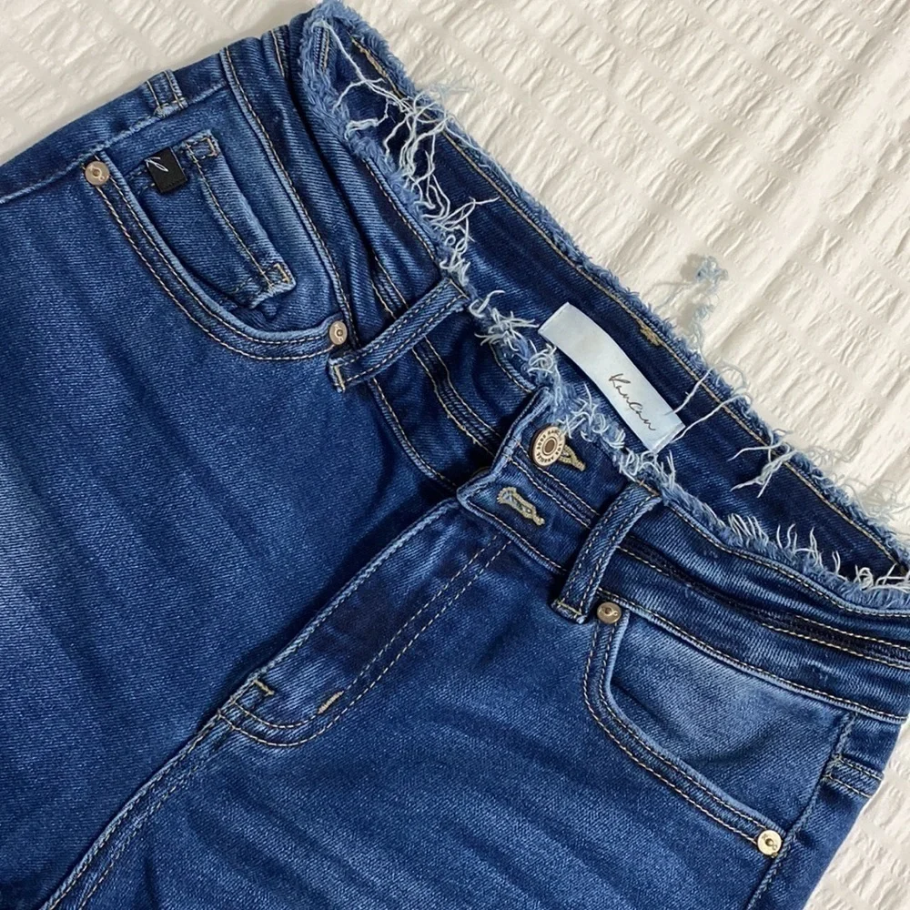 KanCan USA Gloria Jeans High Rise Dark Wash Ankle Skinny‎ Raw Hem Size 25